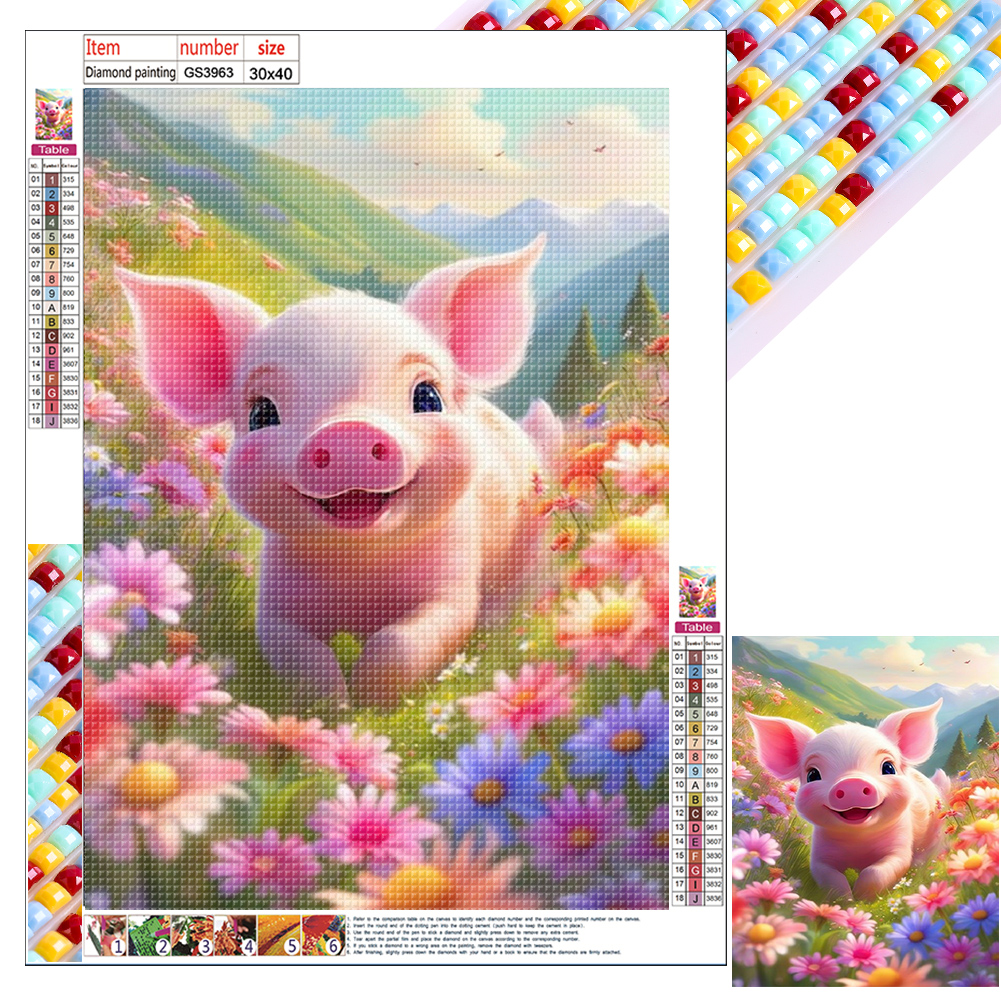 Cute Pig 30*40CM (Canvas) Full Square Drill Diamond Painting gbfke