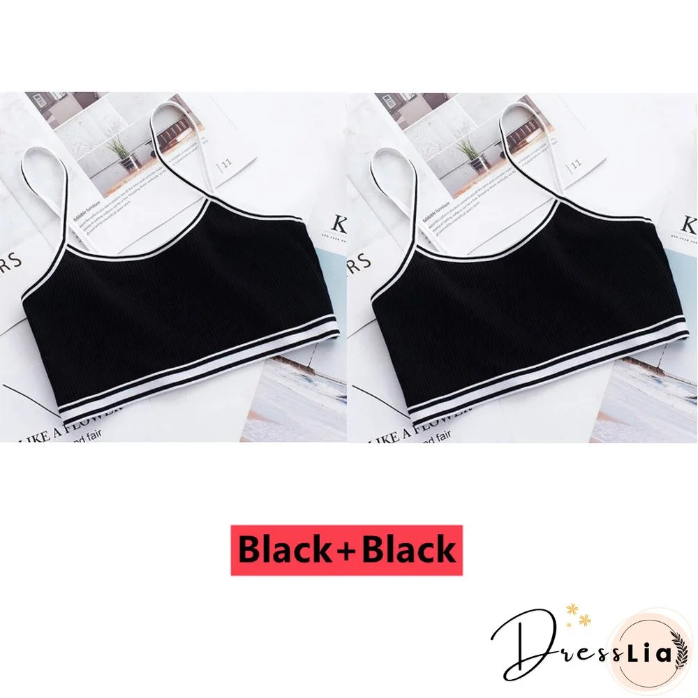 2Pclot Girls Bra Children Vest Breathable Underwear Girl Tube Tops Soft No Padded Teens Seamless Washable Bras Camisole