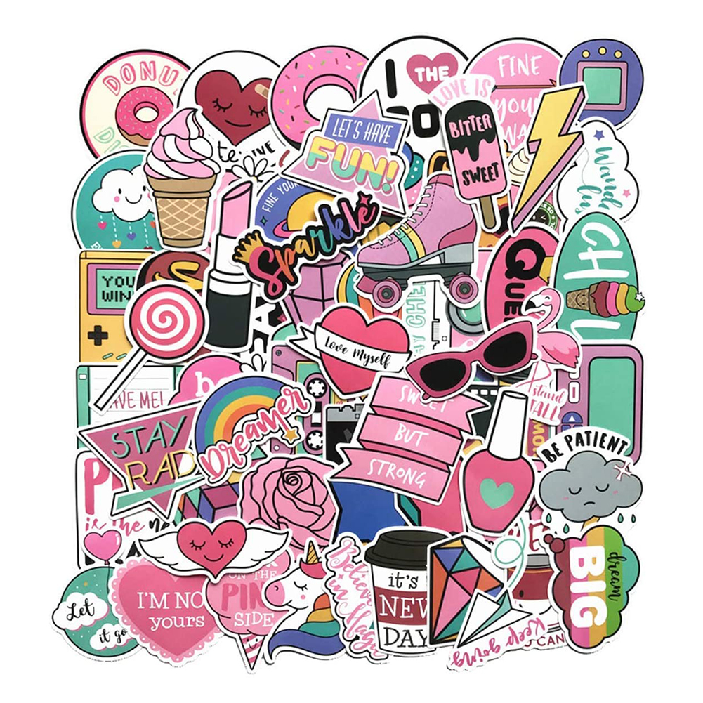 

110pcs Pink Cute Graffiti Stickers Laptop Suitcase Guitar Notebook Decals, 501 Original