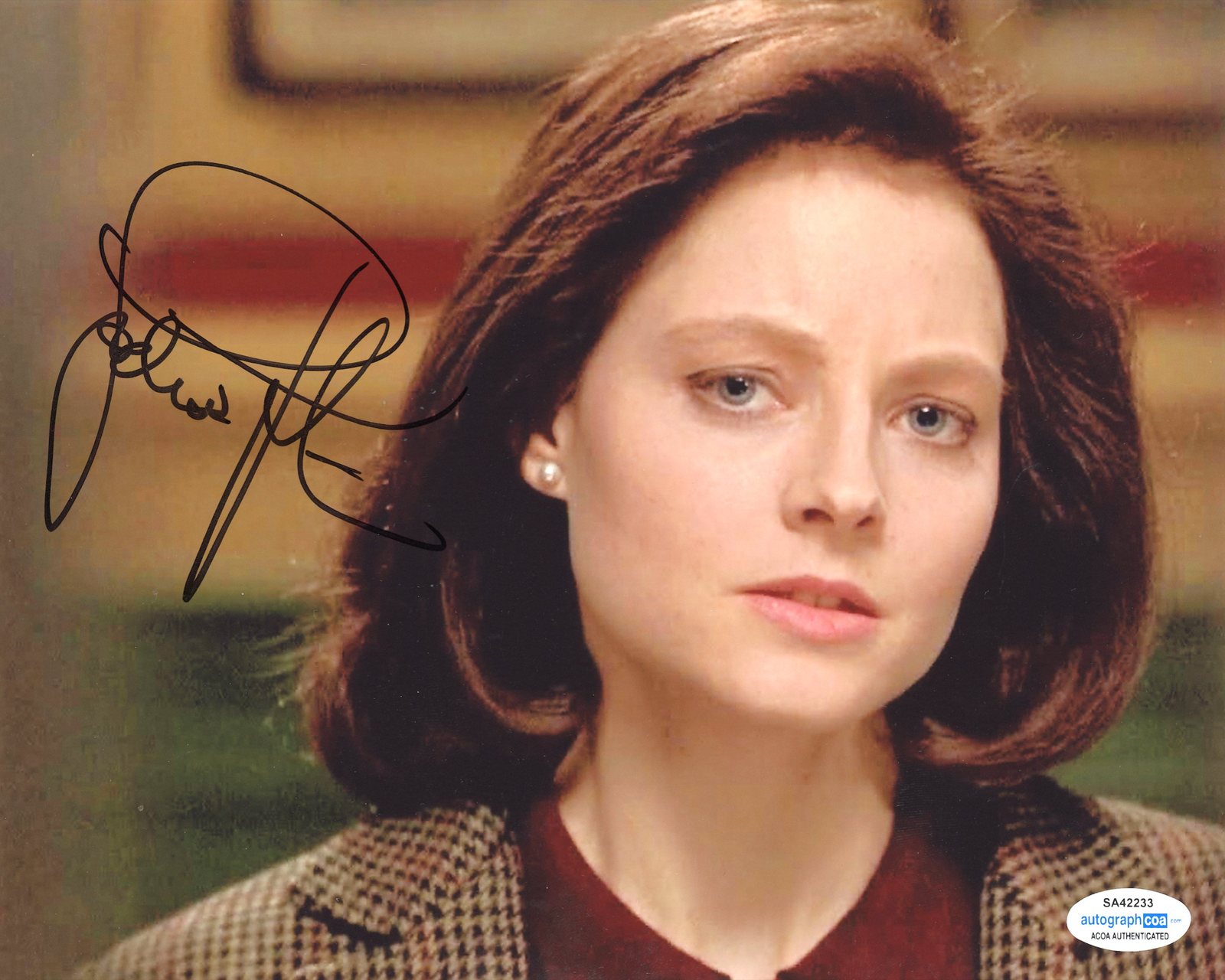 Jodie Foster Signed 10X8 Photo Poster painting The Silence of the Lambs ACOA (7410)