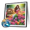 Tulip Garden Beaded Lady Special Shaped 5D DIY Partial Drill Diamond Painting Kits for Adults Beginners Home Decor Diamonds Dots Gem Art Kits Diamond Dots Paintings 11.81 X11.81inch