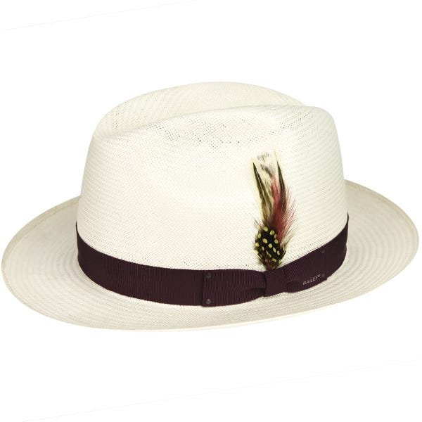 Fedora-Handmade Panama-HANSON White/Deep Red[BUY 2 FREE SHIPPING & BOX PACKING]