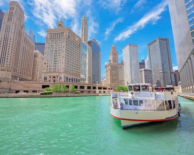 

Chicago Riverwalk – Paint By Numbers - 40*50CM, 501 Original