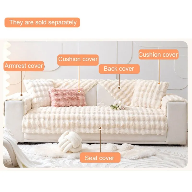 Nigikala Rabbit Plush Corner Sofas Slipcover Universal Non-slip Sofa ...