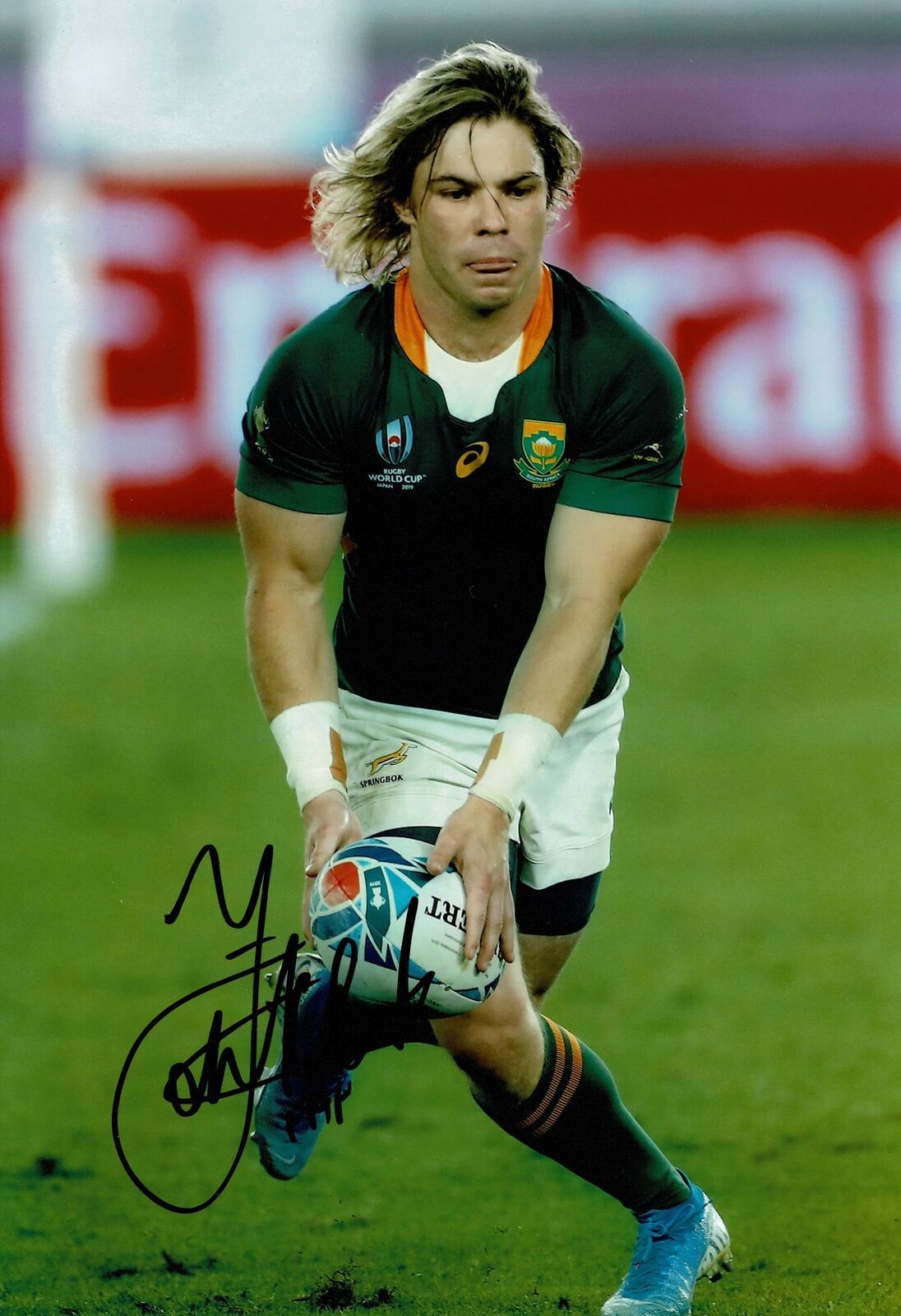 Faf de Klerk Signed 12X8 Photo Poster painting SPRINGBOKS South Africa AFTAL COA (2139)