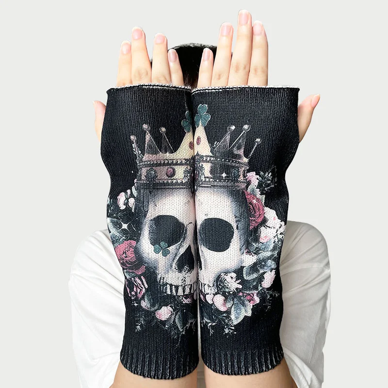 Punk-style Halloween Autumn/Winter Fingerless Printed Arm Sleeves