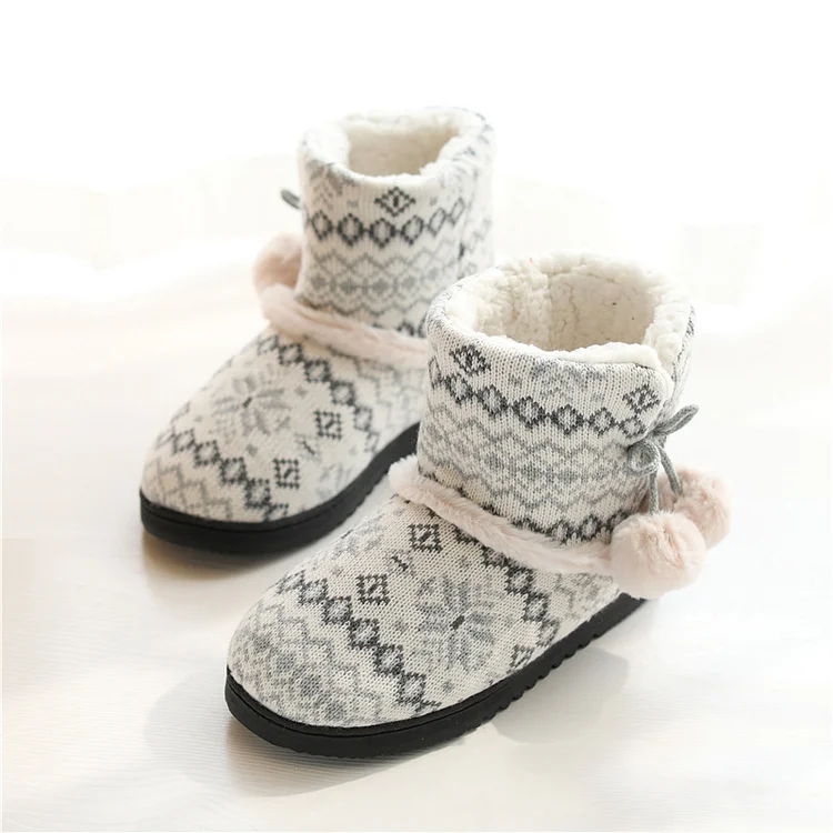 🔥kukelife🔥Snowflake Love Wool Mid Length Boots