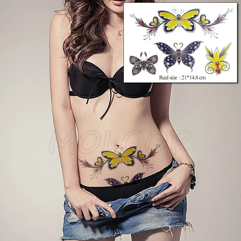 Temporary Tattoo Stickers Sexy Rose Heart-shaped Wreath Fake Tatto Waterproof Tatoo Back Leg Arm Belly Big Size for Women Girl
