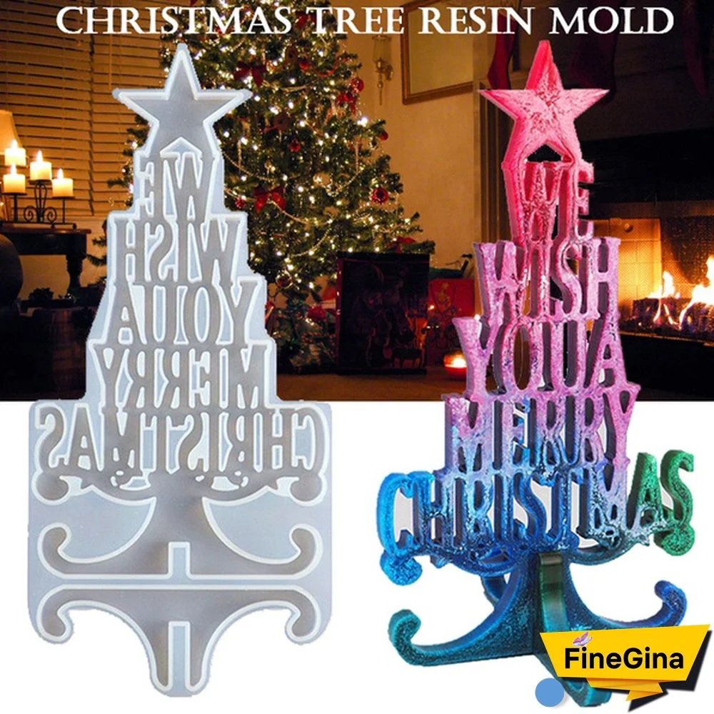 DIY Christmas Tree Resin Mold Crystal Epoxy Resin Mold Christmas Tree Letter Silicone Mold Decoration Christmas Silicone Mold for Resin