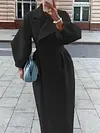 Retro palace style lantern sleeves large lapel woolen coat main image 0