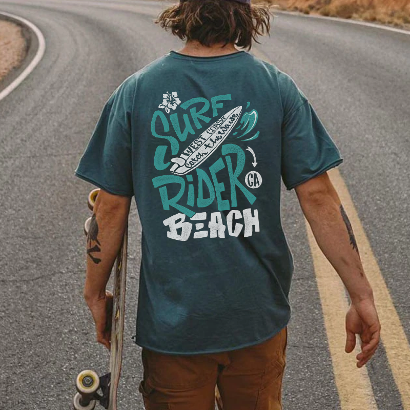 Men Surf Rider Beach Print T-Shirt