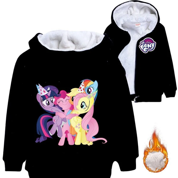 Girls Kids Zip Up Fleece Lined Cotton Hoodie Jacket In My Little Pony-Mayoulove