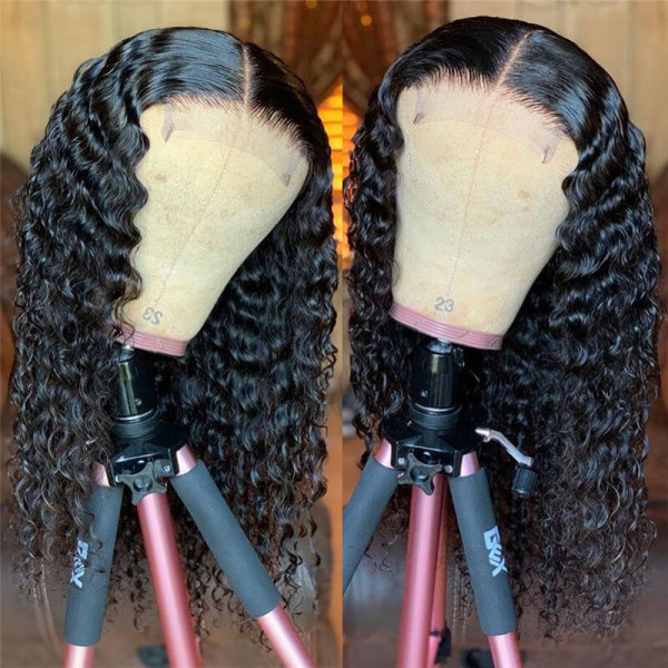 200% Density 6X6 Lace Closure Wig Deep Wave Human Hair Wig Invisible HD Lace Closure Wig