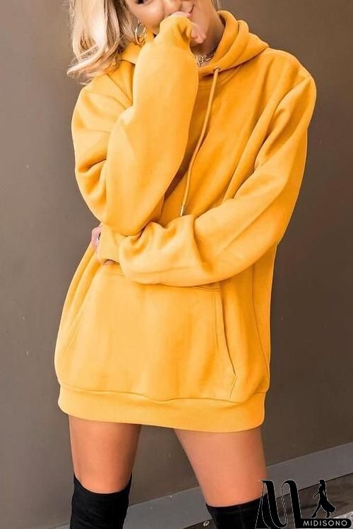 MidiSono - Pockets Drawstring Loose Hoodie