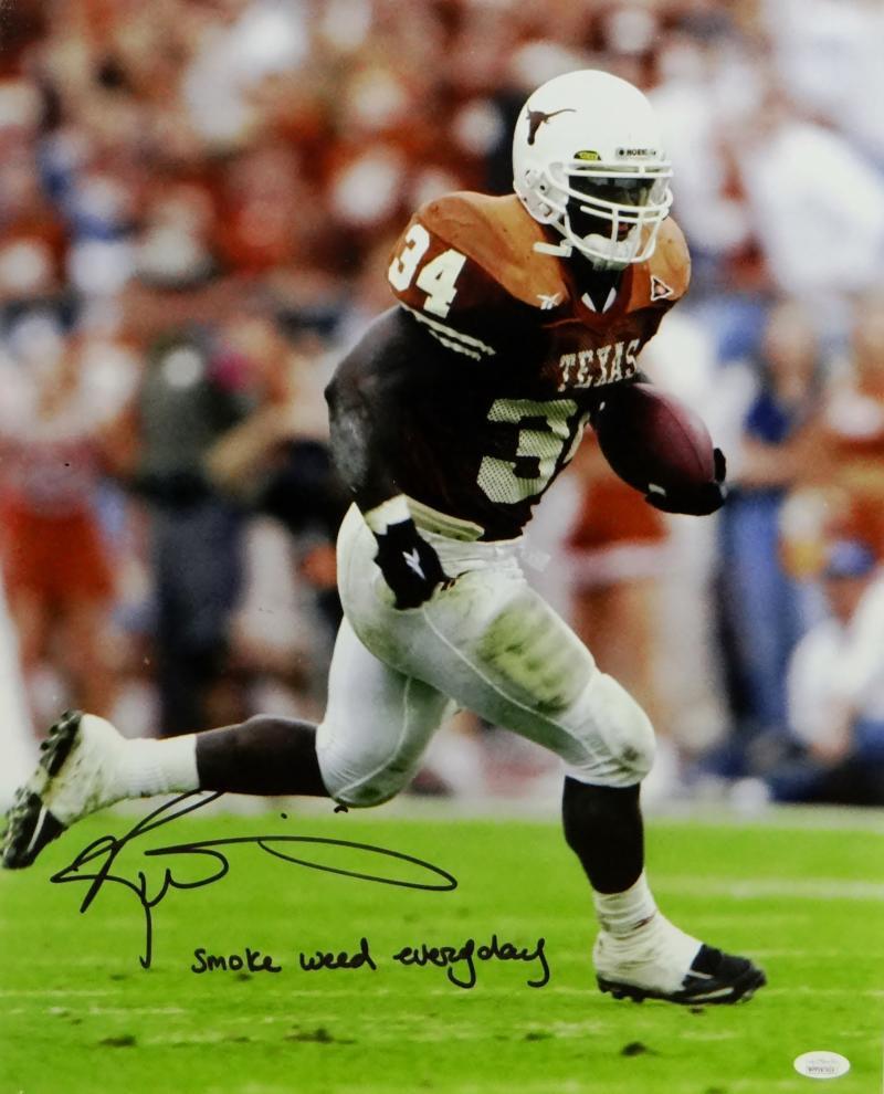 Ricky Williams Signed UT 16x20 Running Photo Poster painting W/ Smoke Weed Everyday- JSA W Auth