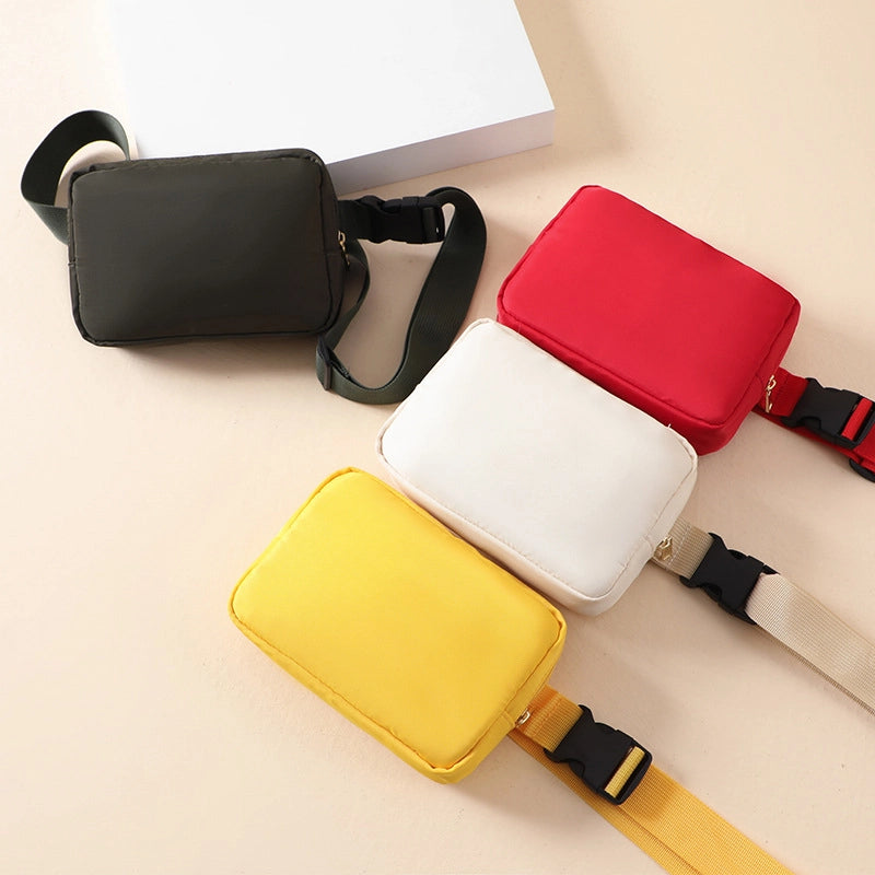 Unisex Basic Solid Color Nylon Waist Bags