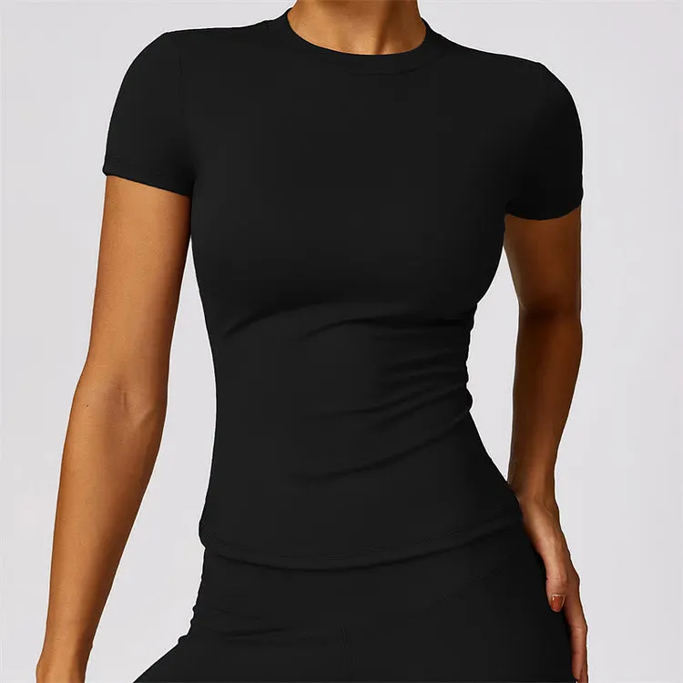 Women Short Sleeve T-Shirt Top High Waist Leggings Pants For Sports Yoga