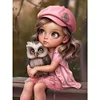 Diamond Painting -DIY Round Drill Girl with Pet Character(35x45 CM)