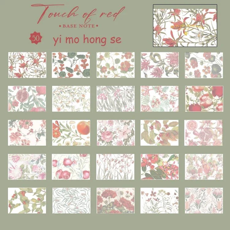 Journalsay 50 Sheets Vintage Flower Material Paper