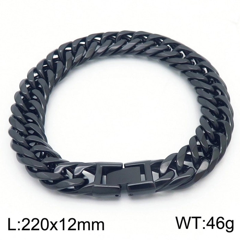 Hip-Hop Solid Color Titanium Steel Plating 18K Gold Plated Men’s Bracelets