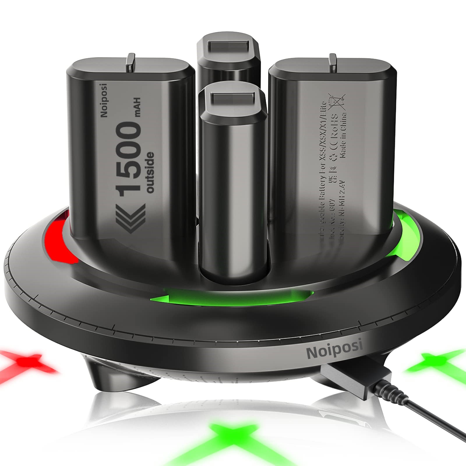 Noiposi Battery Charger with Xbox Rechargeable Battery Pack for Xbox
