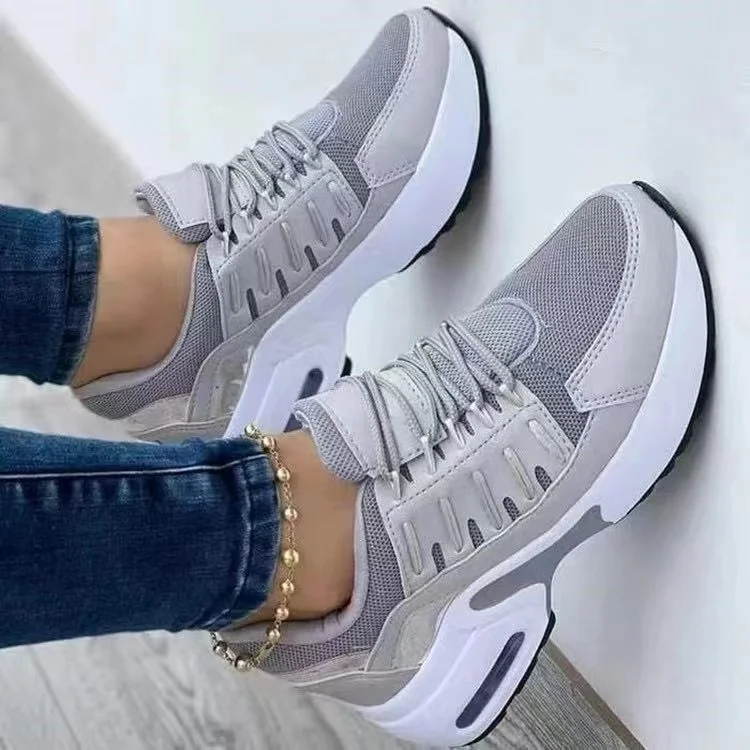 Breakj Breakj 2023 New Casual Sneakers Women's Flying Slopes And Round Head Lace With Mesh Breathable Women's Shoes
