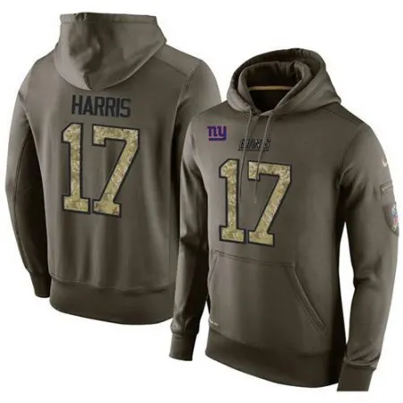 NFL Men's  New York Giants #17 Dwayne Harris Stitched Green Olive Salute To Service KO Performance Hoodie