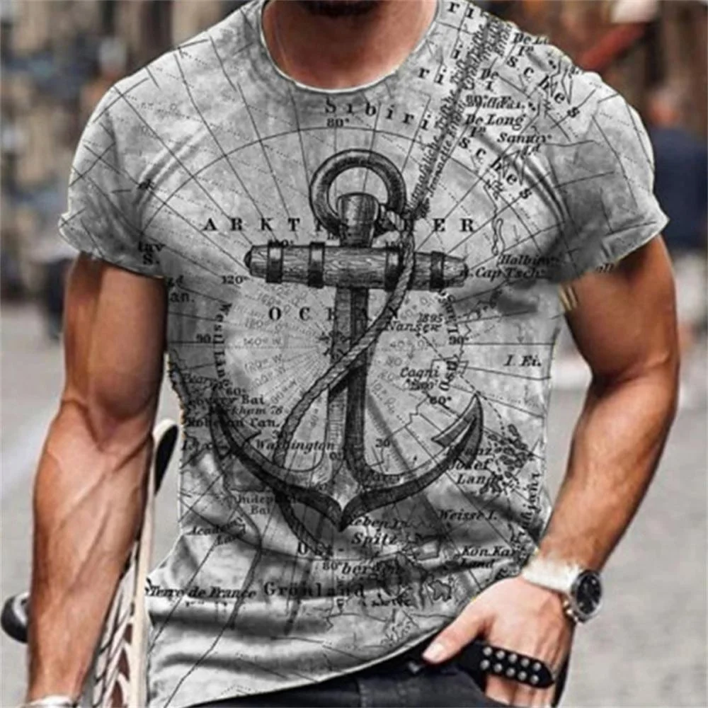 3D Graphic Short Sleeve Shirts Rudder