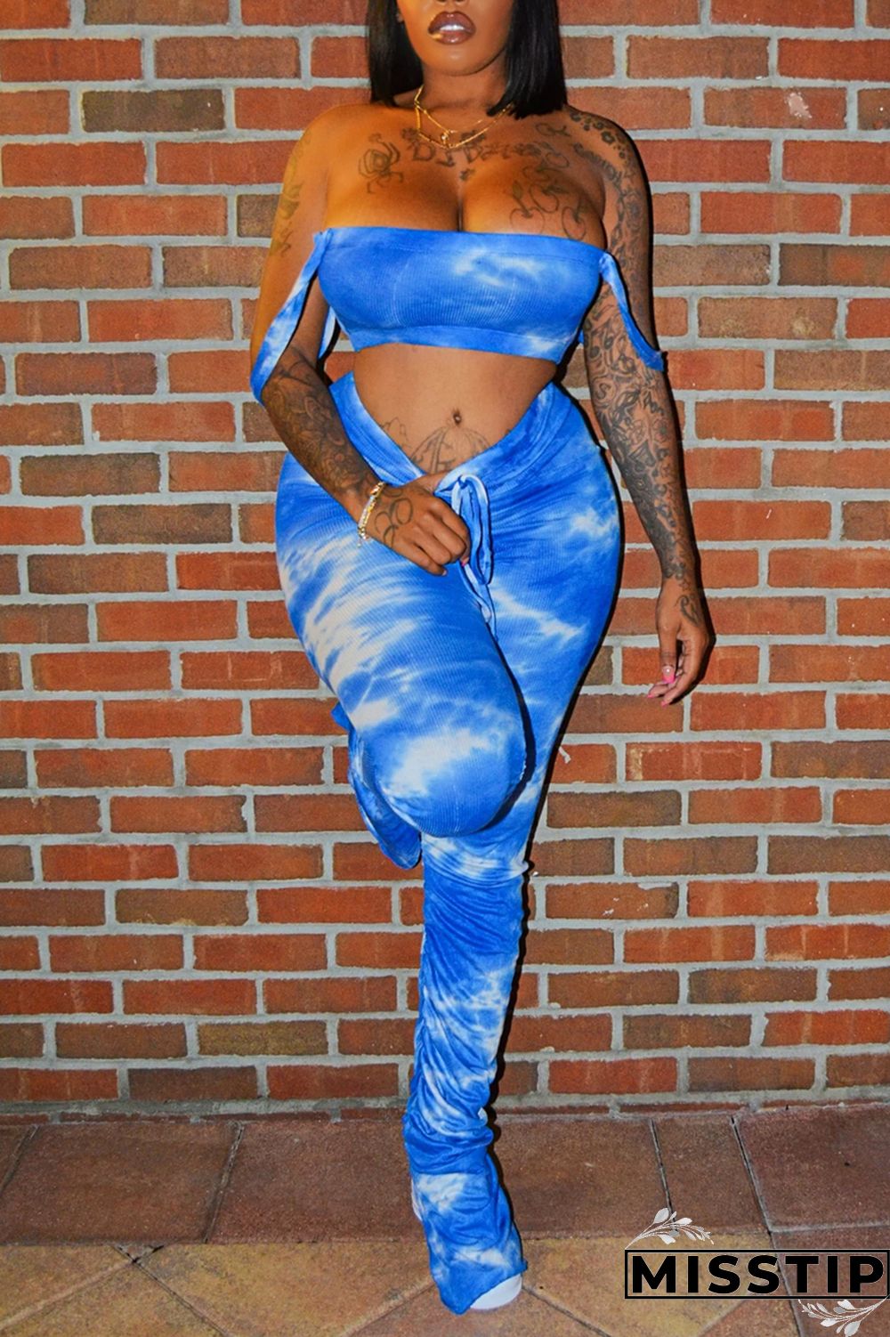 Multicolor Sexy Fashion Printed Trousers Two Piece Set