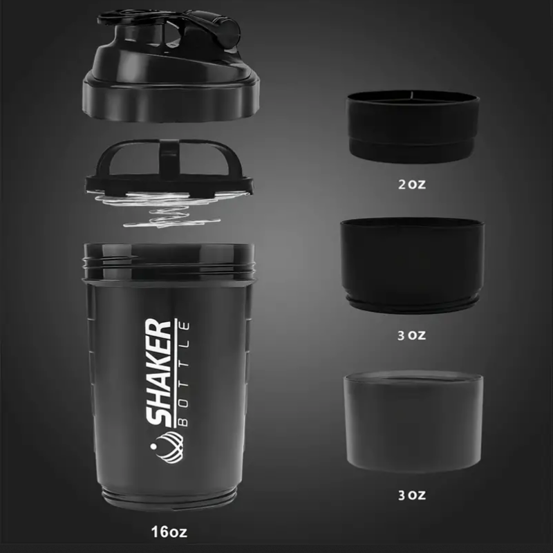 Likron Watches Likron Multi-Compartment Shaker Bottle with 2-Tier Storage All-in-One Protein Powder and Supplement Mixer f...