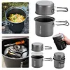 2Pcs Camping Cooking Pot Aluminum Alloy Backpacking Pot Gear for Trekking Hiking