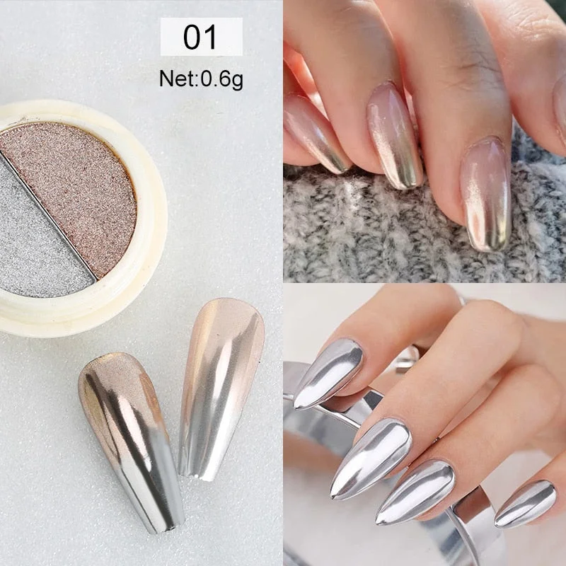 1 Box Gold Sliver Pink Mirror Nail Powder Glitter Sequins Nail Art Gel Polishing Chrome Flakes Pigment Dust Decorations