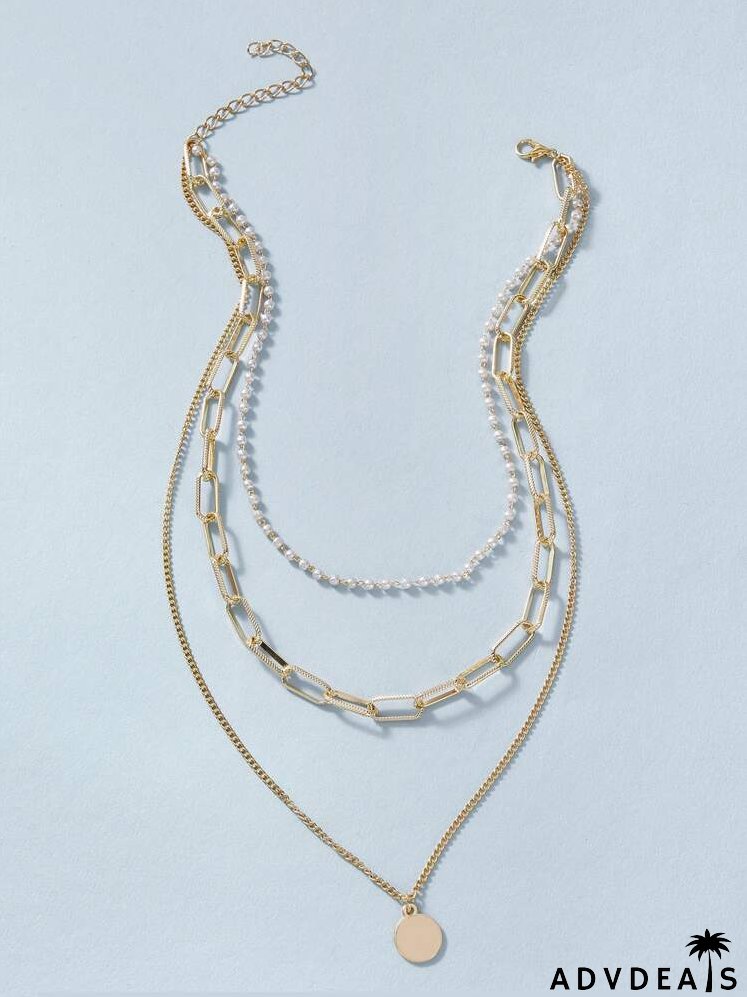 Disc Charm Layered Necklace