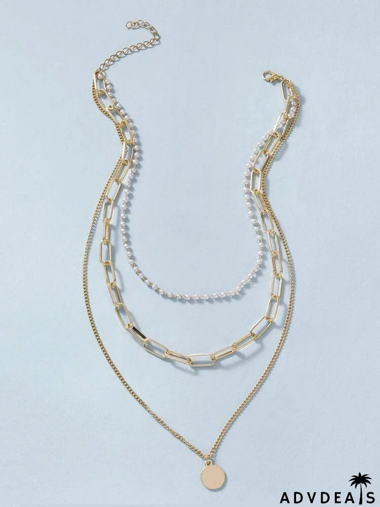 Disc Charm Layered Necklace