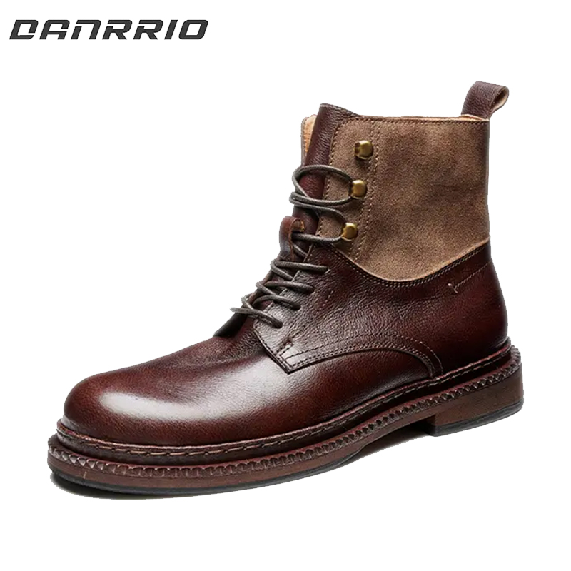 DANRRIO Leather Retro British Ankle Boots Casual Trend Platform Shoes DANRRIO.COM DANRRIO