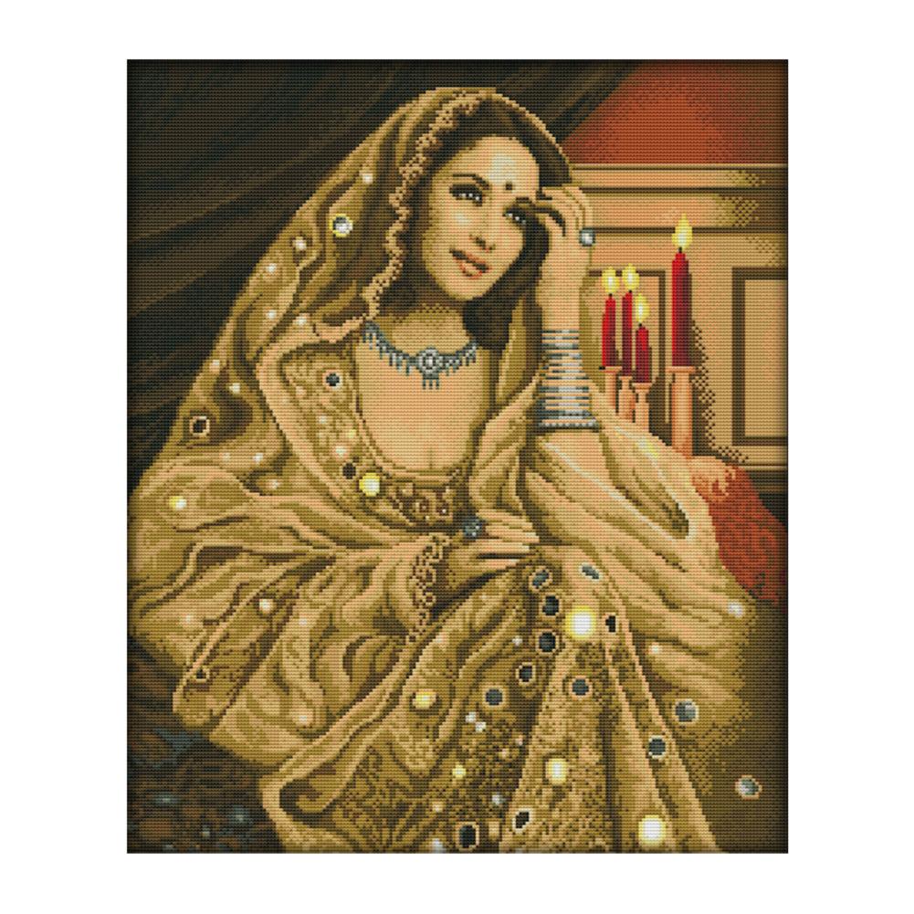 

Indian beauty - 14CT Stamped Cross Stitch - 52*44cm, 501 Original