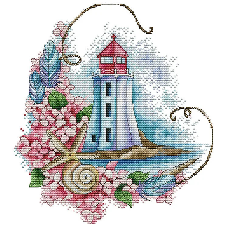 Joy Sunday Sea Star Lighthouse 14CT Stamped Cross Stitch 28×31CM