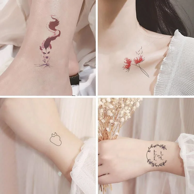 30 Sheet The Darkness Series Black Neck Temporary Tattoo Stickers Dark Wing Fake Tattos Body Art Waterproof Skull Tatoo Decals