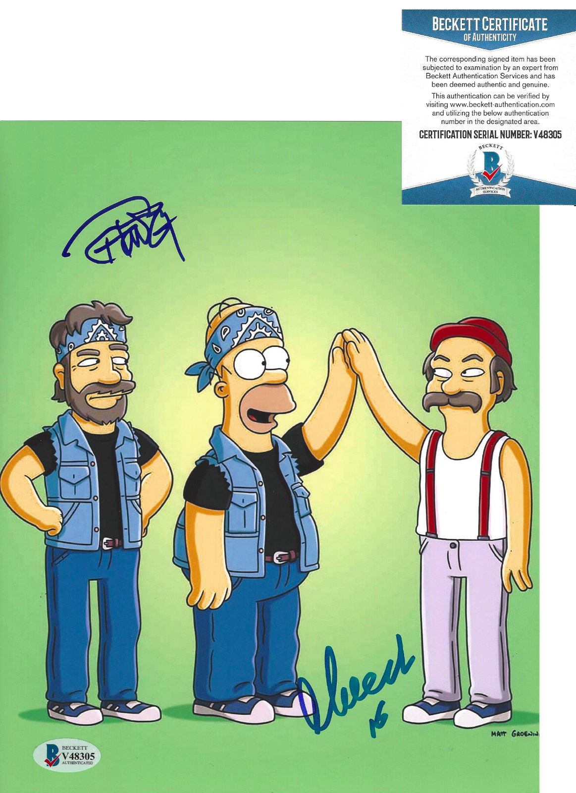 CHEECH MARIN & TOMMY CHONG SIGNED THE SIMPSONS 8x10 SHOW Photo Poster painting C BECKETT COA BAS