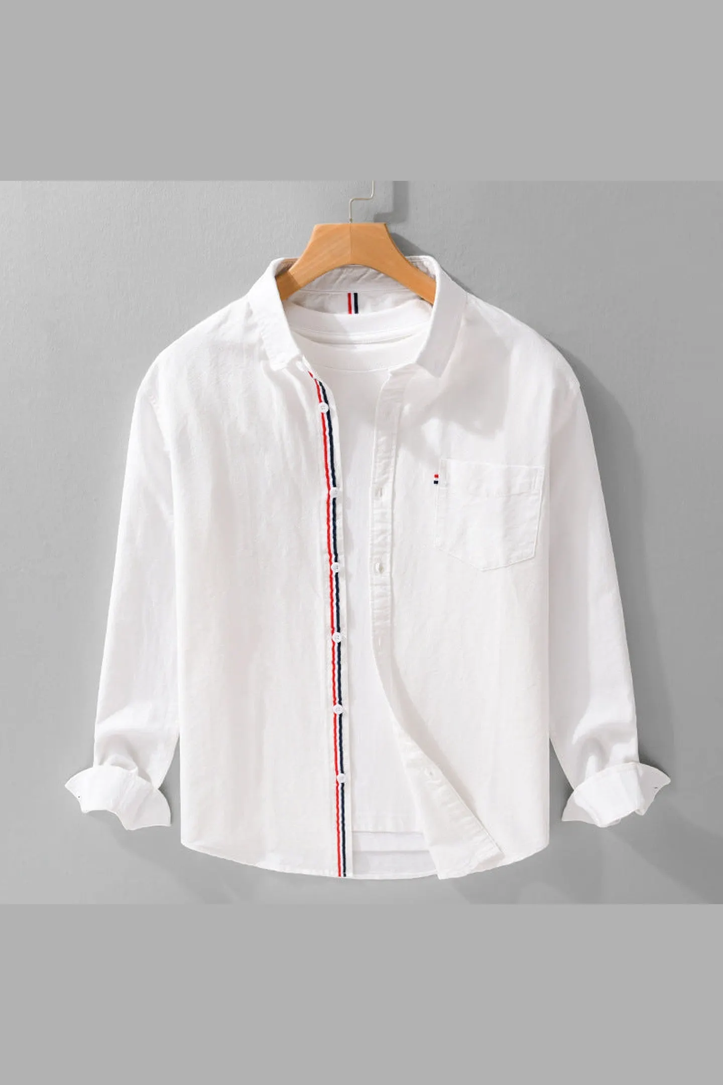 Men's Lightweight Linen Shirt &ndash; Striped Placket Detail