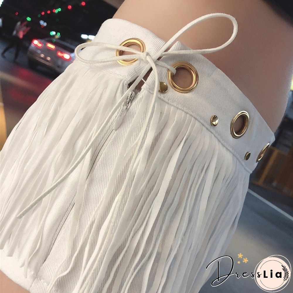 Women Tassel Denim Jeans Low Waist Hot Pants Nightclub DJ Slim Shorts