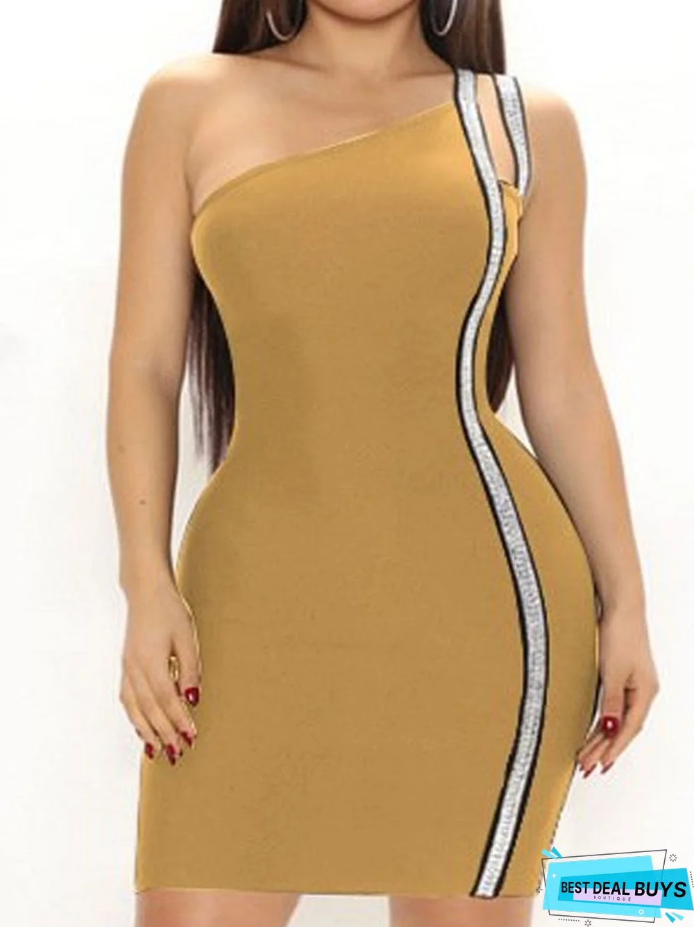 Sexy One-Shoulder Sling Dress Hollow Hip Dress