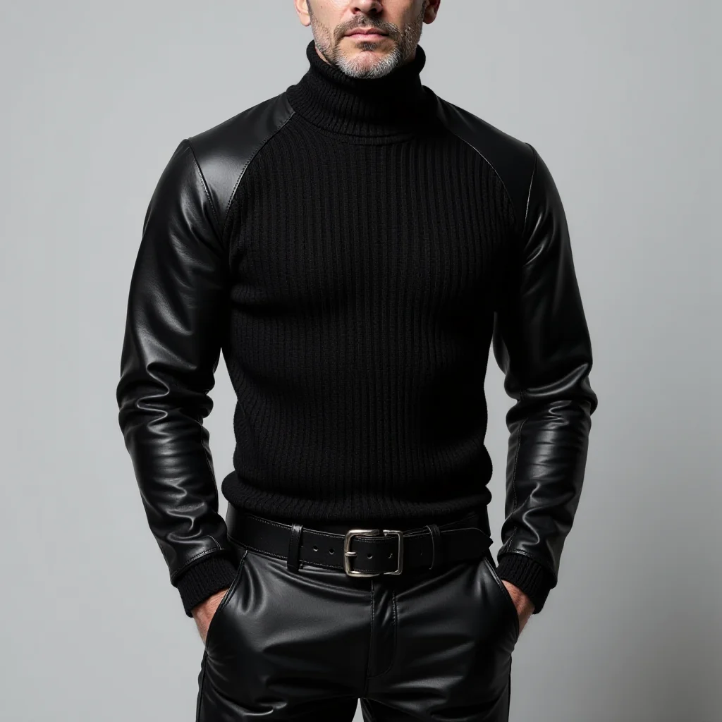 Men's Knitted Patchwork Warm Sweatshirt-inspireuse