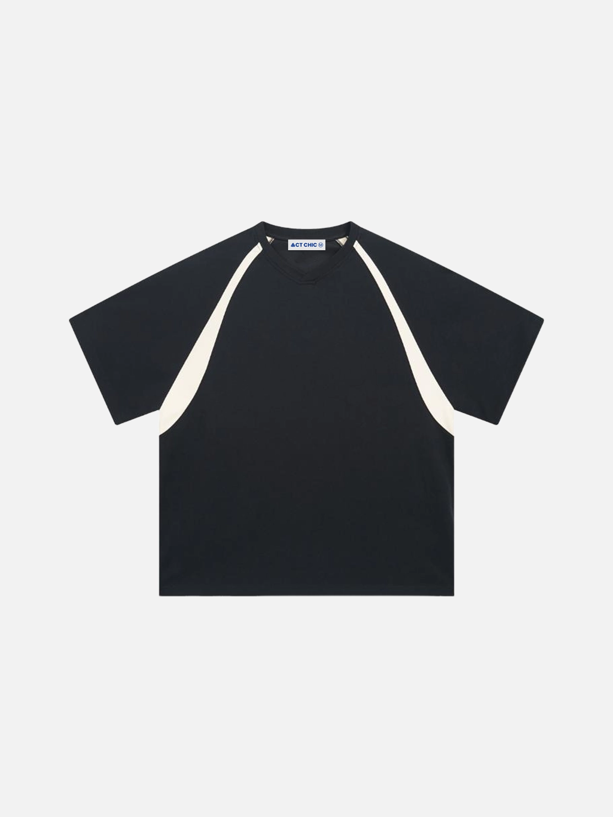 Black Act Chic Color Block Athleisure Loose Tee Front