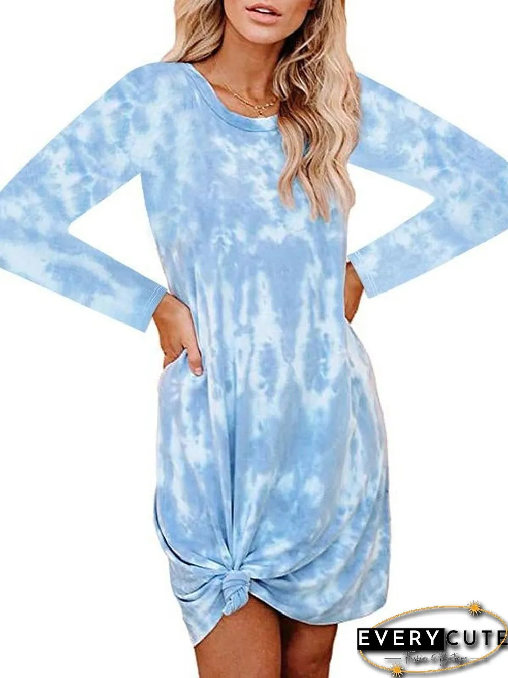 Long Sleeve Printed Shift Dress