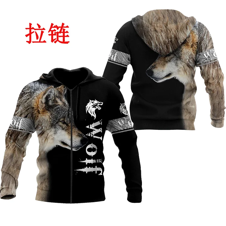 Beautiful Wolf 3D All Over Printed Fashion Hoodies Mens Hooded Sweatshirt Unisex Zip Pullover Casual Jacket Tracksuit DW0230