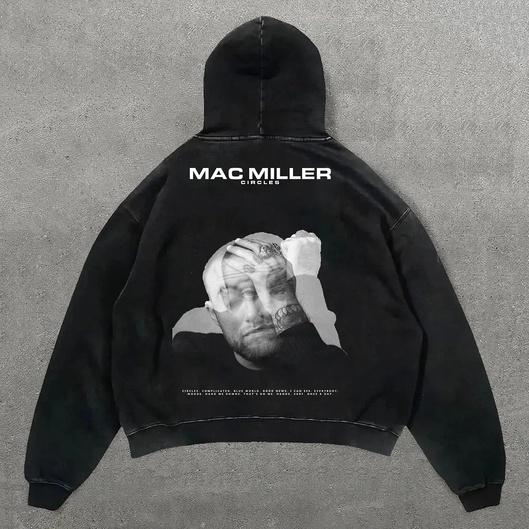 Mac Miller Circles Print Long Sleeve Hoodies