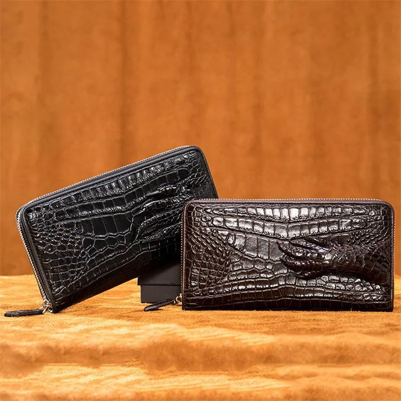 Business Crocodile Simple Style Casual Durable Leather Clutch Bag