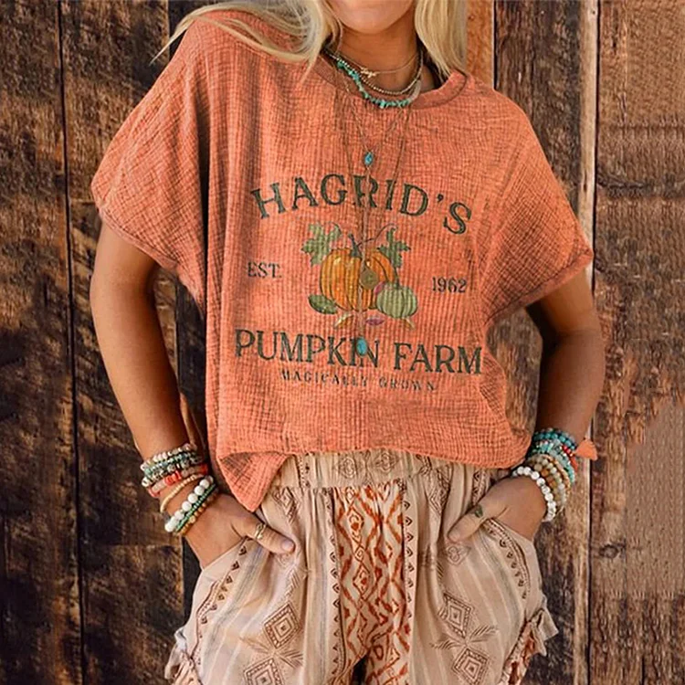 Women's Hagrid's Pumpkin Patch Print T-Shirt