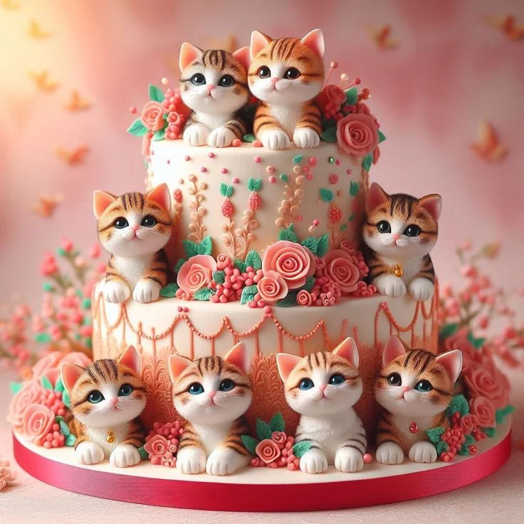 Cute Cat Cake 40*40CM(Canvas) Diamond Painting gbfke